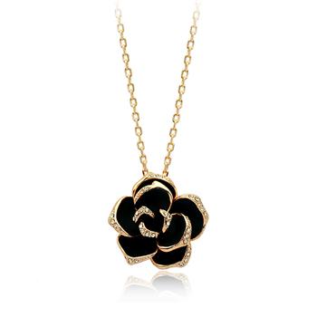 Black rose shaped necklace 870668