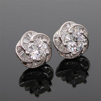 Allencoco zircn earring(925 silver pin)