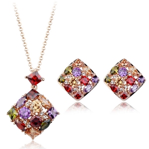 Fashion luxury colorful zircon jewelry set 331168+125424