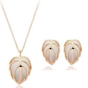 Fashion opal leaf design jewelry set 331203+321486