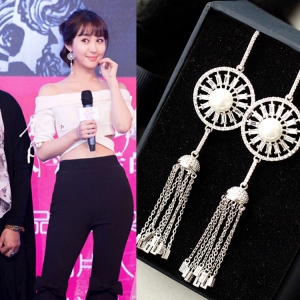 Allencoco luxurious tassel zircon earring  208214002