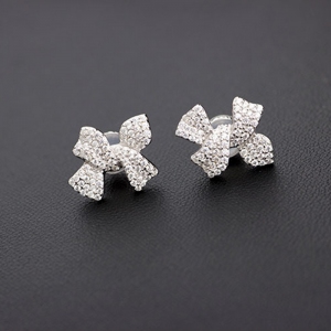 Allencoco bowknot zircon earrings 208229002