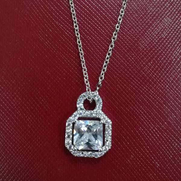 Allencoco Korean version of the simple square AAA zircon necklace 3070091002