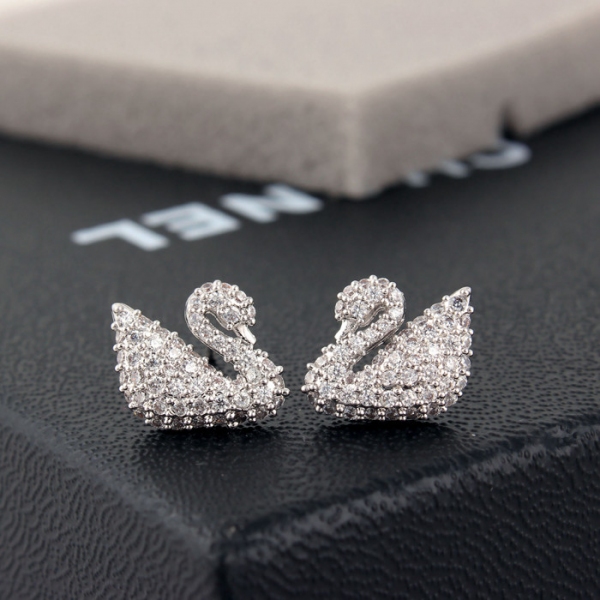 AllenCOCO Micro-mounted AAA Zircon Swan Earrings 208452002