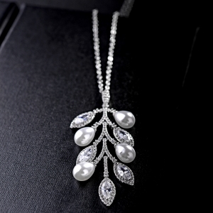 Allencoco micro - lined zircon pearl necklace 3070087002