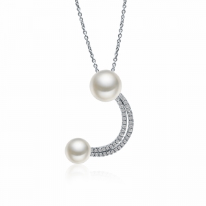 R.A Silver Diamond Moon Pearl Necklace 2...