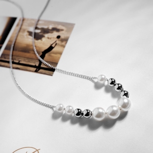 R.A Simple Pearl Strings Necklace 201087