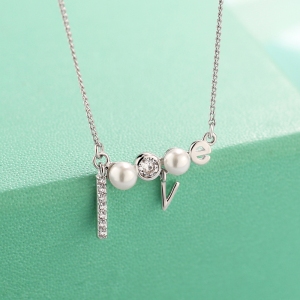 AllenCOCO Creative LOVE Diamond Pearl Necklace 201103