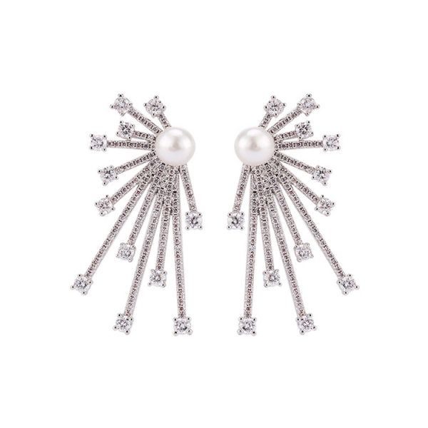 AllenCOCO European and American luxury zircon pearl earrings 20847402
