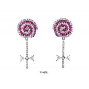 AllenCOCO Personality lollipop pink zircon earrings 20846302