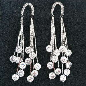 AllenCOCO European and American luxury tassel zircon earrings 20846702