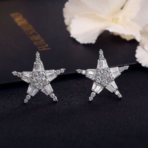 AllenCOCO Korean version of the five - pointed zircon zircon earrings 20848002