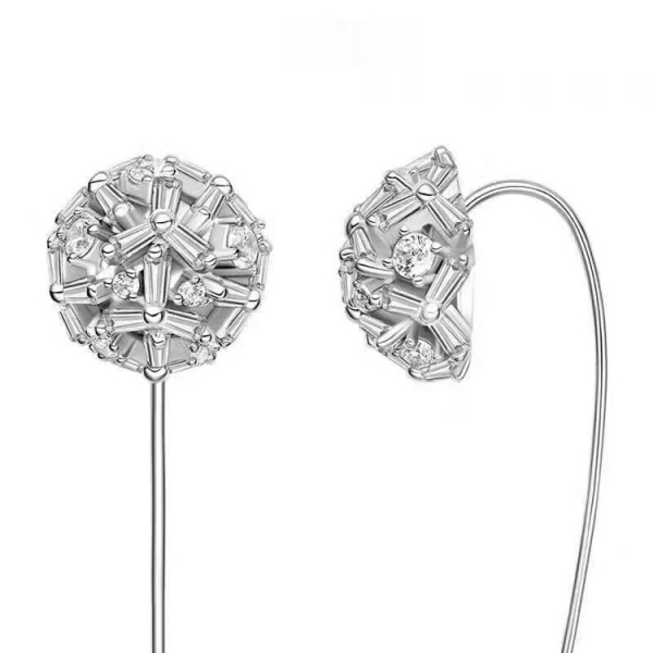 AllenCOCO Dandelion zircon long ear hook earrings