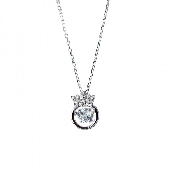 AllenCOCO Beating heart crown zircon necklace 30722902