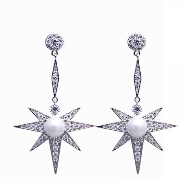 AllenCOCO European and American wind stars pearl earrings 20850202