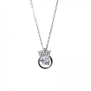 AllenCOCO Beating heart crown zircon necklace 30722902