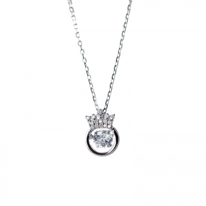 AllenCOCO Beating heart crown zircon necklace 30722902