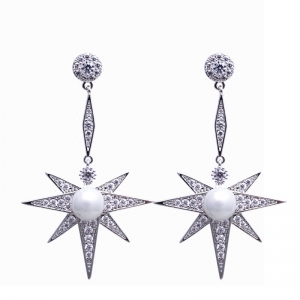 AllenCOCO European and American wind stars pearl earrings 20850202