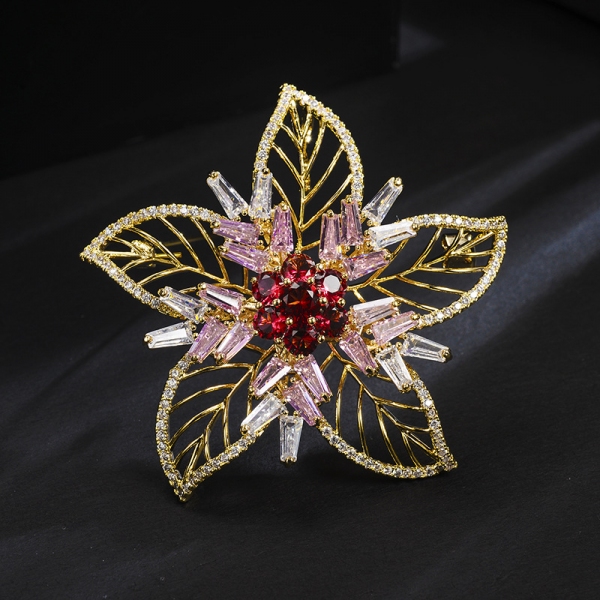 R.A zircon flower brooch  85044