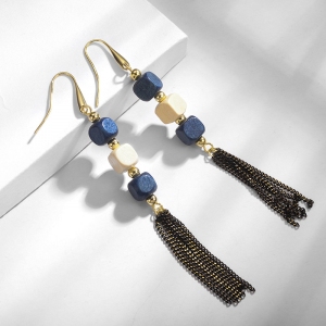 R.A wood bead tassel earring  821627