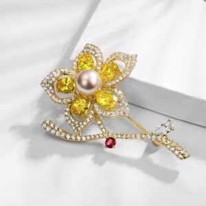 R.A zircon flower brooch  850456