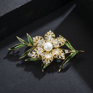 R.A zircon flower brooch 850413