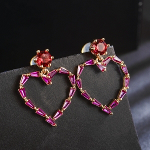 Allencoco zircon heart earring 208865