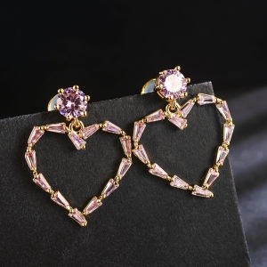 Allencoco zircon heart earring 208865