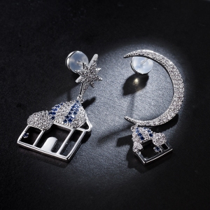 Allencoco moon star earring  208858