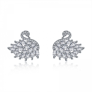 AllenCOCO Crystal Swan Earrings 20850902