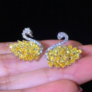 AllenCOCO Crystal Swan Earrings 20850902