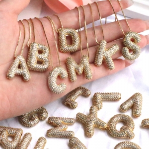 Allencco 26 letters full zircon necklace